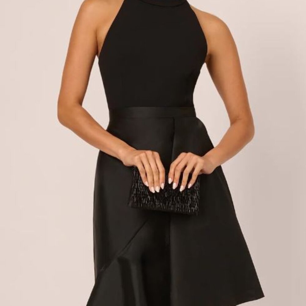Adrianna Papell High Neck Sleeveless Asymmetrical Midi Dress (NWT)